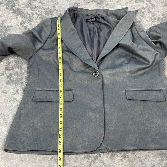 John Meyer Collection Herringbone Blazer Jacket Career Business Gray 16W - Picture 6 of 10